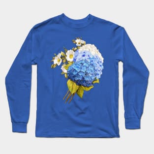 Shades of Blue Watercolor Hydrangeas Art Long Sleeve T-Shirt